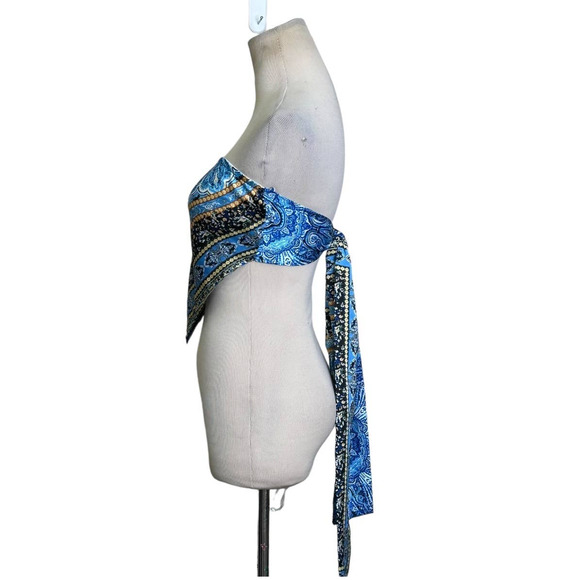 Blue Bandana strapless top size small-medium - Picture 6 of 9